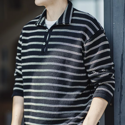 knited striped polo