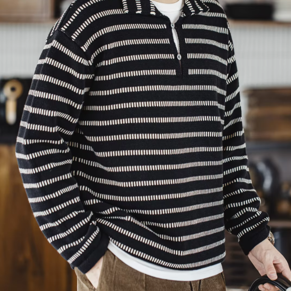 knited striped polo