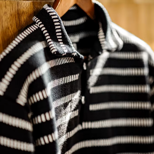 knited striped polo